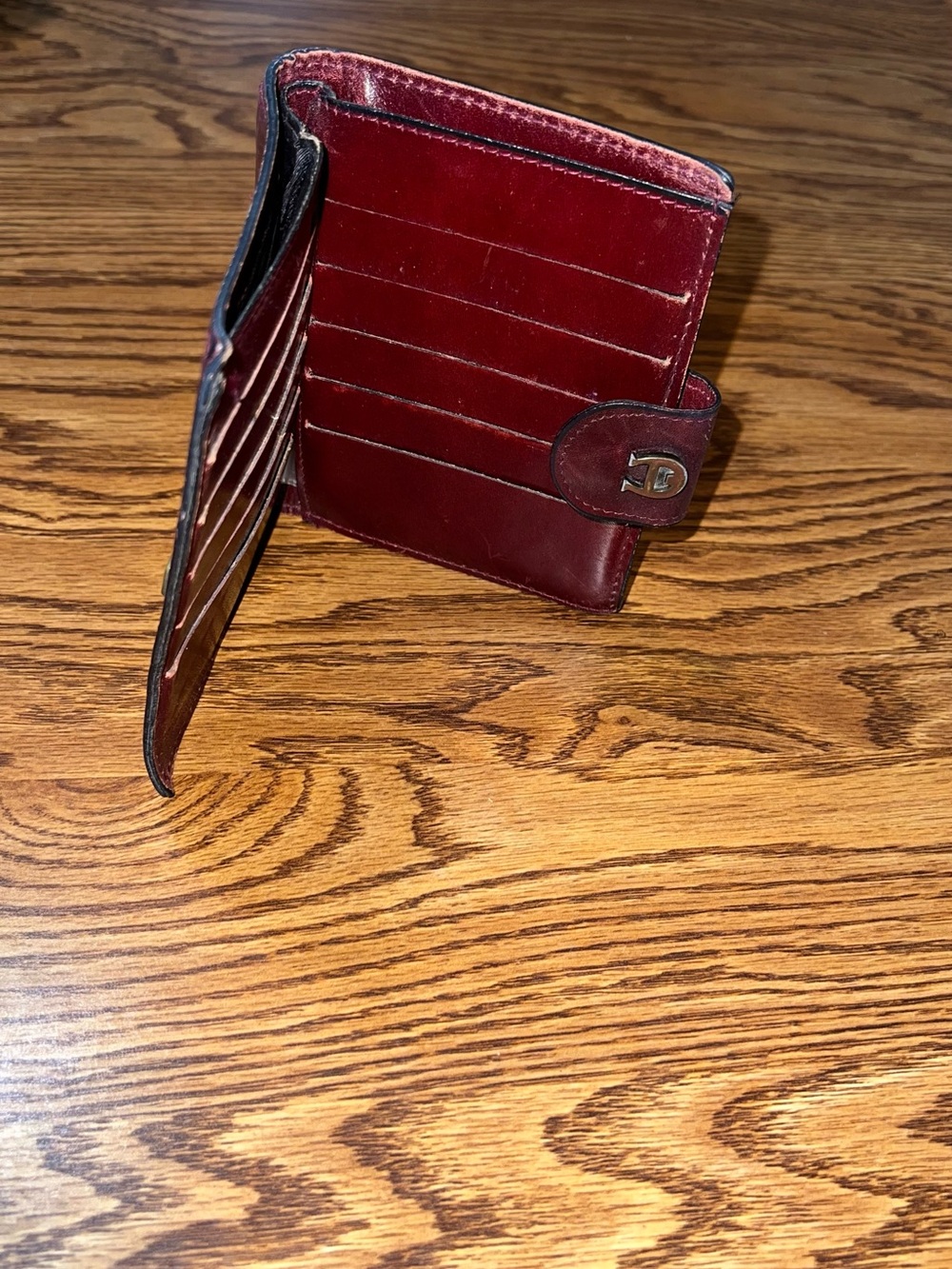Etienne Aigner Burgundy Leather Snap Wallet - Picture 9 of 10
